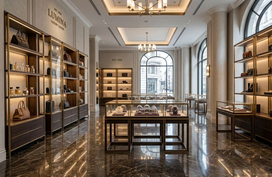 Sparkling clean retail showroom